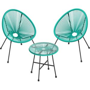 SONGMICS Turquoise 3-piece Patio Set with Glass Table SONGMICS Turquoise 3-piece Patio Set with Glass Table