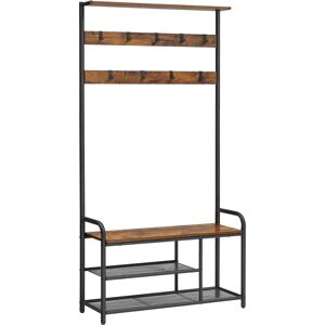 VASAGLE Coat Rack with Shoe Bench - Rustic, 9 Hooks, Top Shelf VASAGLE Coat Rack with Shoe Bench - Rustic, 9 Hooks, Top Shelf