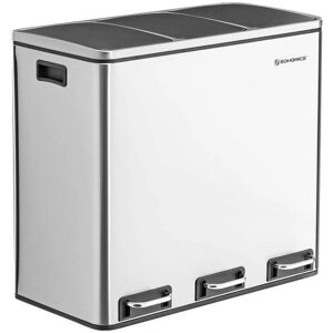 Songmics LTB54NL Silver Trash Can - 3 Inner Buckets, Foot Pedal, Fingerprint-Free Steel Songmics LTB54NL Silver Trash Can - 3 Inner Buckets, Foot Pedal, Fingerprint-Free Steel