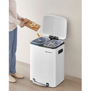 SONGMICS White Kitchen Trash Can - Double Compartment, Pedal, Soft-close SONGMICS White Kitchen Trash Can - Double Compartment, Pedal, Soft-close