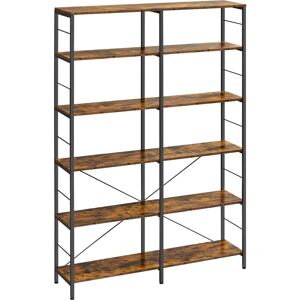 VASAGLE 6-Tier Bookshelf - Industrial Storage - Rustic Brown & Black VASAGLE 6-Tier Bookshelf - Industrial Storage - Rustic Brown & Black
