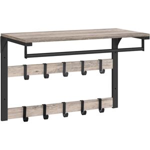 VASAGLE Wall-Mounted Coat Rack with 10 Removable Hooks - Wall Shelf, Clothes Rail - Entryway, Bedroom, Bathroom VASAGLE Wall-Mounted Coat Rack with 10 Removable Hooks - Wall Shelf, Clothes Rail - Entryway, Bedroom, Bathroom
