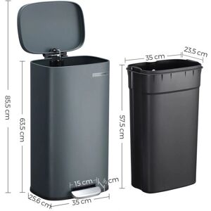 SONGMICS Kitchen Trash Bin with Pedal - 30L, Steel, Gray-green SONGMICS Kitchen Trash Bin with Pedal - 30L, Steel, Gray-green