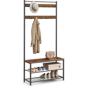 VASAGLE Coat Rack - 3-in-1 Steel Hall Tree, Rustic Brown & Black VASAGLE Coat Rack - 3-in-1 Steel Hall Tree, Rustic Brown & Black