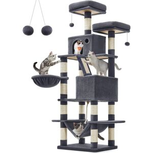 FEANDREA Cat Tree Smoky Grey - Multi-level 168cm - Safe & Sturdy FEANDREA Cat Tree Smoky Grey - Multi-level 168cm - Safe & Sturdy