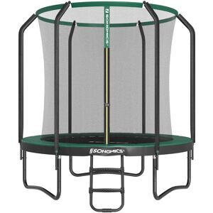 SONGMICS Tummanvihreä 244cm Pyöreä Puutarhatrampoliini - Turvaverkko, Portaat SONGMICS Tummanvihreä 244cm Pyöreä Puutarhatrampoliini - Turvaverkko, Portaat