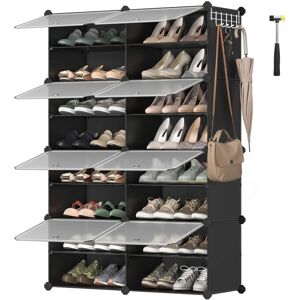 SONGMICS Interlocking Shoe Rack - Modular Plastic Storage - Black SONGMICS Interlocking Shoe Rack - Modular Plastic Storage - Black