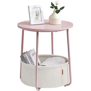 Vasagle Pastel Pink & White Round End Table with Fabric Basket Vasagle Pastel Pink & White Round End Table with Fabric Basket