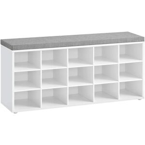 VASAGLE White Shoe Storage Bench with 15 Compartments - Shoe Storage VASAGLE White Shoe Storage Bench with 15 Compartments - Shoe Storage
