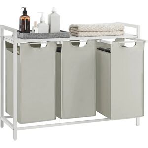 VASAGLE Laundry Basket with 3 Compartments - White - Laundry Basket VASAGLE Laundry Basket with 3 Compartments - White - Laundry Basket