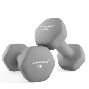 SONGMICS Dumbbells - 2x5kg Hexagon Vinyl Coated Fitness Equipment SONGMICS Dumbbells - 2x5kg Hexagon Vinyl Coated Fitness Equipment