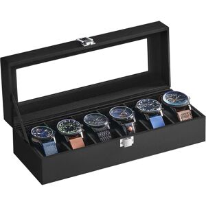 SONGMICS Black Velvet Watch Box - 6 Slots, Glass Top, Lock SONGMICS Black Velvet Watch Box - 6 Slots, Glass Top, Lock