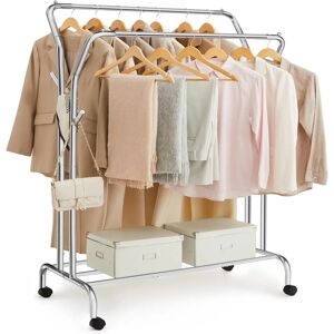 Songmics Silver Double Clothes Rail Heavy Metal Frame - Clothes Type Songmics Silver Double Clothes Rail Heavy Metal Frame - Clothes Type