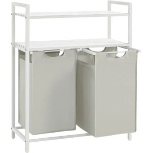 VASAGLE Laundry Basket - 2 x 46L, 2 Shelves, Black and Grey VASAGLE Laundry Basket - 2 x 46L, 2 Shelves, Black and Grey