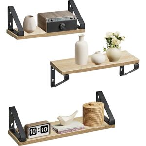VASAGLE Wall Shelves Set of 3 - Oak, Black Steel Brackets VASAGLE Wall Shelves Set of 3 - Oak, Black Steel Brackets