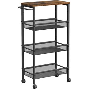 VASAGLE 4-Tier Kitchen Cart - Space-Saving, Wheels, Rustic Brown & Black VASAGLE 4-Tier Kitchen Cart - Space-Saving, Wheels, Rustic Brown & Black