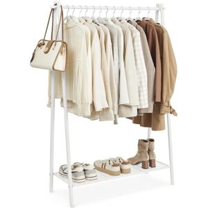 SONGMICS White Steel Clothes Rack with Shelf - Clothes Rack SONGMICS White Steel Clothes Rack with Shelf - Clothes Rack