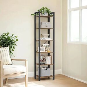 VASAGLE Dark Walnut & Black 6-Shelf Bookcase - Bookcase VASAGLE Dark Walnut & Black 6-Shelf Bookcase - Bookcase