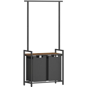 VASAGLE Rustic Brown + Black 2-Section Laundry Basket - Laundry Type VASAGLE Rustic Brown + Black 2-Section Laundry Basket - Laundry Type