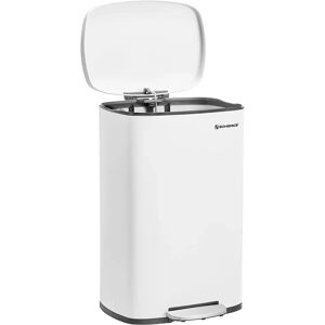 SONGMICS Weißer 50L Mülleimer - Robustes Stahl, Deckel, Inneneimer SONGMICS Weißer 50L Mülleimer - Robustes Stahl, Deckel, Inneneimer