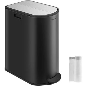 Songmics ULTB570B50 trash can - Dual-compartment Stainless Steel, Black & Silver Songmics ULTB570B50 trash can - Dual-compartment Stainless Steel, Black & Silver