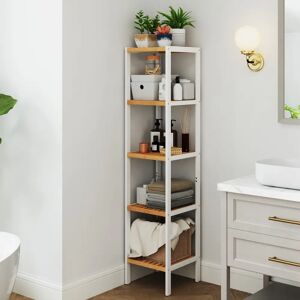 SONGMICS Bamboo Bathroom Shelf - 5-Tier Narrow Storage Unit SONGMICS Bamboo Bathroom Shelf - 5-Tier Narrow Storage Unit