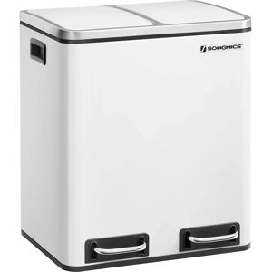 Songmics White Dual 30L Kitchen Bin with Inner Buckets Songmics White Dual 30L Kitchen Bin with Inner Buckets