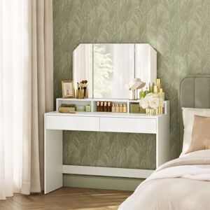 VASAGLE White Tri-Fold Mirror Dressing Table - Dressing Table VASAGLE White Tri-Fold Mirror Dressing Table - Dressing Table