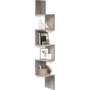 VASAGLE Corner Shelf - 5-Tier Zigzag Wall Bookcase Greige VASAGLE Corner Shelf - 5-Tier Zigzag Wall Bookcase Greige
