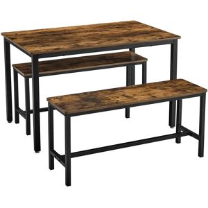 VASAGLE KDT070B01 Ensemble de Table à Manger Rustique avec Bancs VASAGLE KDT070B01 Ensemble de Table à Manger Rustique avec Bancs