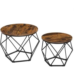 VASAGLE Rustikale Braune Schwarze Stahl-Set aus 2 Couchtischen - Couchtisch VASAGLE Rustikale Braune Schwarze Stahl-Set aus 2 Couchtischen - Couchtisch