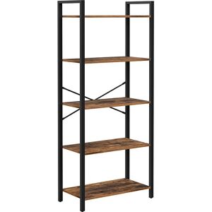 VASAGLE 5-Tier Storage Rack - Rustic Brown + Black - Bookcase VASAGLE 5-Tier Storage Rack - Rustic Brown + Black - Bookcase