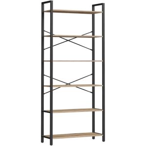 VASAGLE Bücherregal mit 6 Ebenen, Kamelbraun + Tintenschwarz / 30 x 80 x 186 cm VASAGLE Bücherregal mit 6 Ebenen, Kamelbraun + Tintenschwarz / 30 x 80 x 186 cm