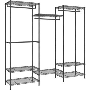 SONGMICS Black Portable Open Wardrobe - Wardrobe with Adjustable Shelves SONGMICS Black Portable Open Wardrobe - Wardrobe with Adjustable Shelves