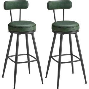 VASAGLE EKHO Kollektion - 2 Drehbare Barhocker aus Kunstleder, Waldgrün VASAGLE EKHO Kollektion - 2 Drehbare Barhocker aus Kunstleder, Waldgrün