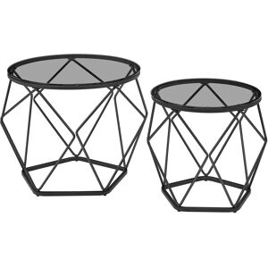 Vasagle Set of 2 Round Coffee Tables - Industrial Style Vasagle Set of 2 Round Coffee Tables - Industrial Style