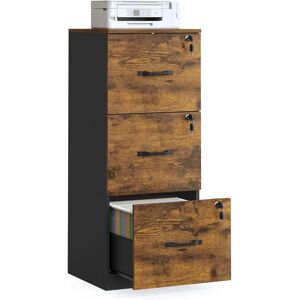 Armoire à dossiers VASAGLE - 3 tiroirs verrouillables - Marron Rustique + Noir Armoire à dossiers VASAGLE - 3 tiroirs verrouillables - Marron Rustique + Noir