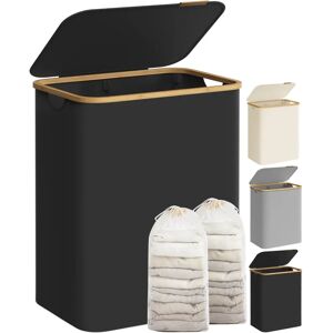 SONGMICS Ink Black 130L Double Compartments Laundry Basket - Laundry Basket SONGMICS Ink Black 130L Double Compartments Laundry Basket - Laundry Basket
