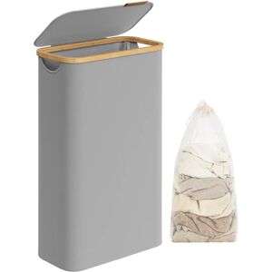 SONGMICS Laundry Basket with Lid - Space-Saving - Grey - Laundry Basket SONGMICS Laundry Basket with Lid - Space-Saving - Grey - Laundry Basket