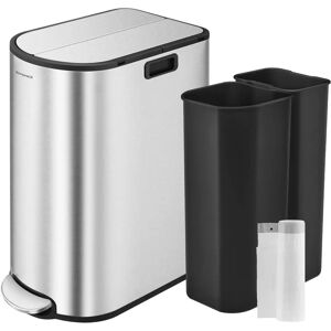 SONGMICS Silver Double Kitchen Bin - 30L & 20L Waste Recycle Trash SONGMICS Silver Double Kitchen Bin - 30L & 20L Waste Recycle Trash