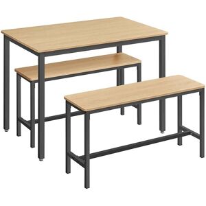 VASAGLE Dining Table Set - Steel Industrial Style - Vintage Brown & Black VASAGLE Dining Table Set - Steel Industrial Style - Vintage Brown & Black