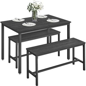 VASAGLE Ash Black + Ink Black Dining Set - Dining Table & Benches VASAGLE Ash Black + Ink Black Dining Set - Dining Table & Benches