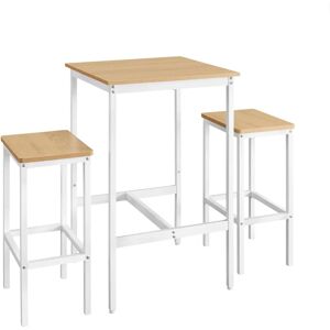 VASAGLE Rustic Dining Set - Steel Frame, Small Kitchen, Brown & White VASAGLE Rustic Dining Set - Steel Frame, Small Kitchen, Brown & White