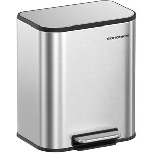 SONGMICS Metal Kitchen Trash Bin - 20L, Silver, Pedal-Operated SONGMICS Metal Kitchen Trash Bin - 20L, Silver, Pedal-Operated
