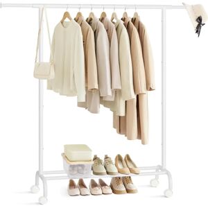 SONGMICS Clothes Rail - Extendable Metal Wardrobe with Shelf - Black SONGMICS Clothes Rail - Extendable Metal Wardrobe with Shelf - Black