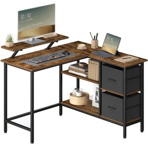VASAGLE Rustic Brown L-Shaped Desk with 2 Drawers - Home Office VASAGLE Rustic Brown L-Shaped Desk with 2 Drawers - Home Office