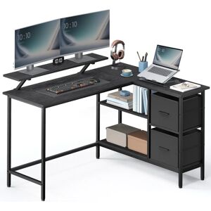 VASAGLE Black L-Shaped Desk with 2 Drawers - Home Office VASAGLE Black L-Shaped Desk with 2 Drawers - Home Office