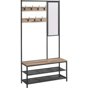 VASAGLE Coat Rack with Shoe Storage - Coat Stand for Hallway with Mirror, Hooks, Bench, and Shoe Shelves VASAGLE Coat Rack with Shoe Storage - Coat Stand for Hallway with Mirror, Hooks, Bench, and Shoe Shelves