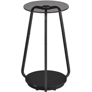 VASAGLE - Round Side Table - 2-Tier, Glass Top, Slate Grey VASAGLE - Round Side Table - 2-Tier, Glass Top, Slate Grey