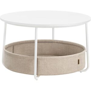 VASAGLE White and Camel Brown Round Coffee Table with Storage - Coffee Table VASAGLE White and Camel Brown Round Coffee Table with Storage - Coffee Table